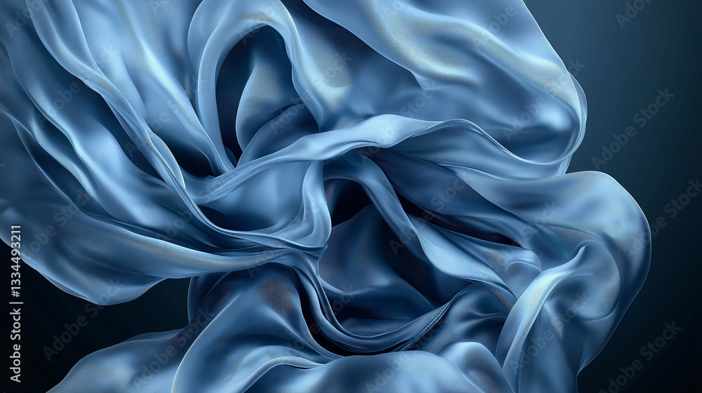 Fototapeta premium A blue fabric with a pattern of waves