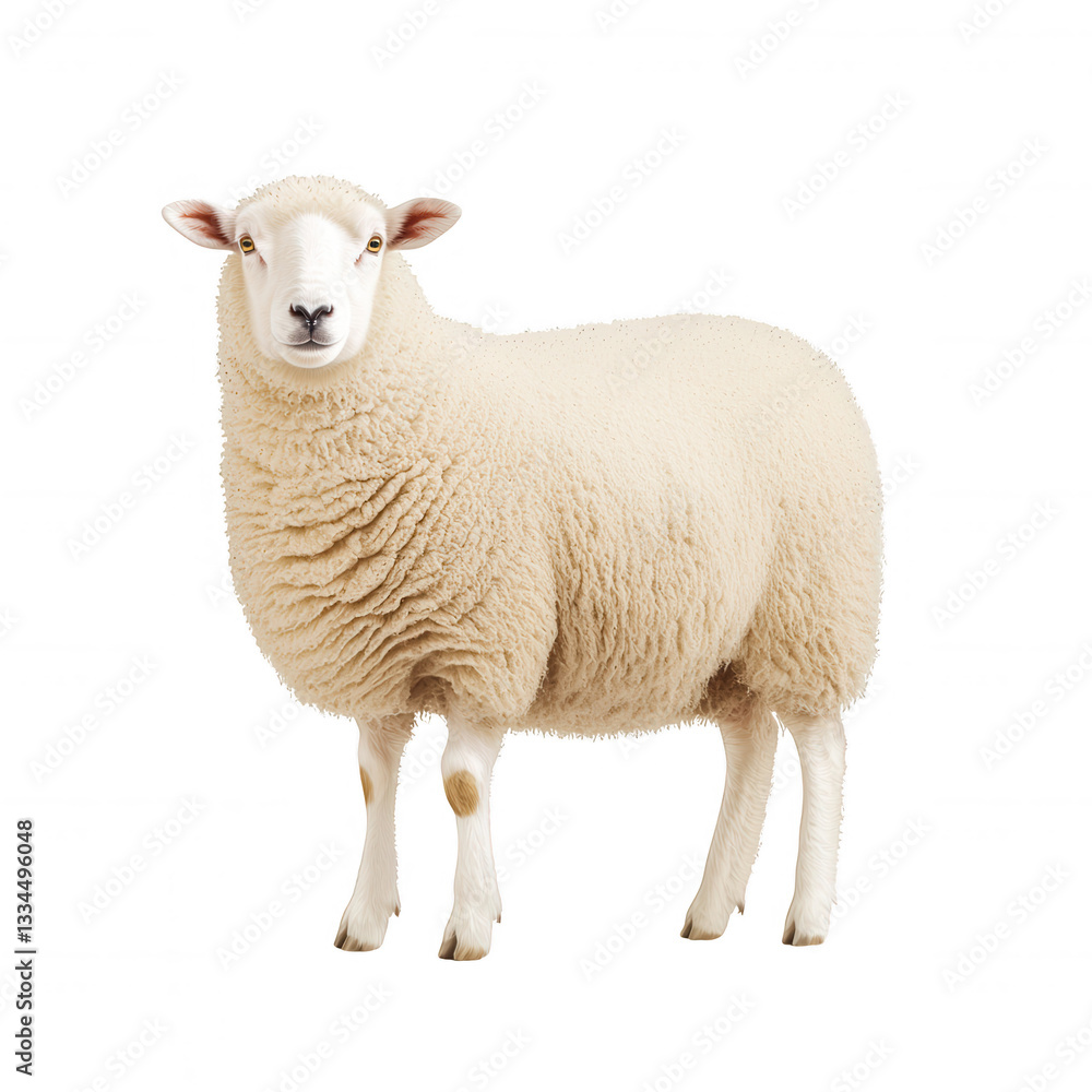 Sheep standing gracefully in a white isolated background. Sheep standing gracefully in a white isolated background.