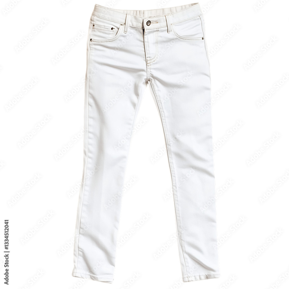 White Skinny Jeans with Stretch Fit Isolated on Transparent Background White Skinny Jeans with Stretch Fit Isolated on Transparent Background