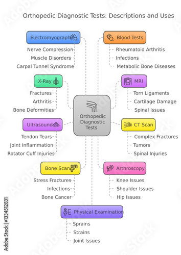 Orthopedist test and diagnosis, infographics