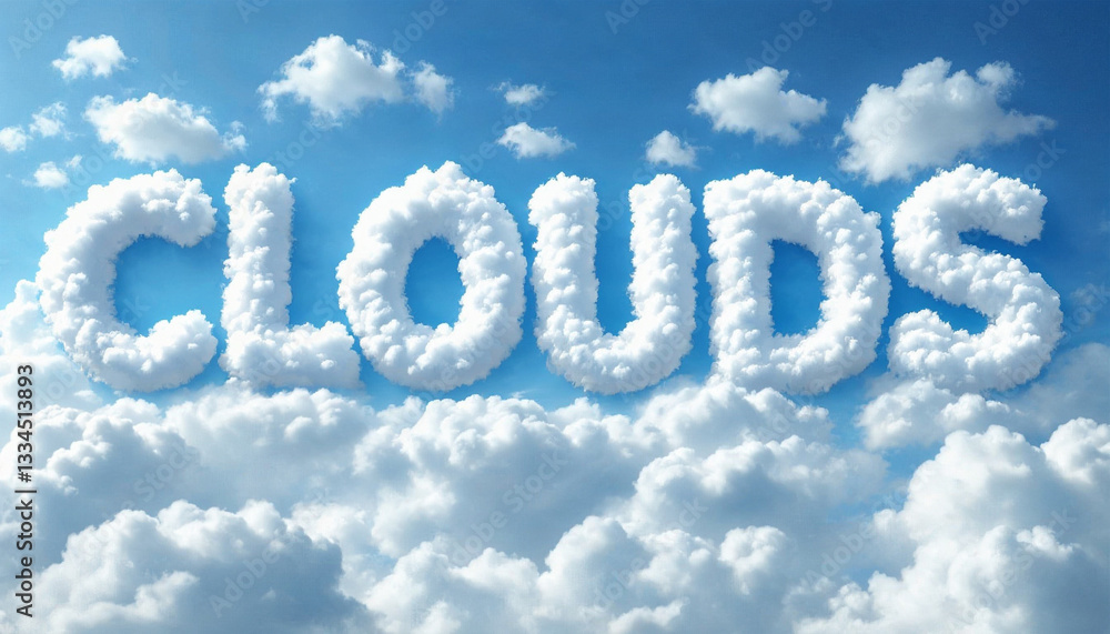 Clouds 3d text logo illustration Clouds 3d text logo illustration