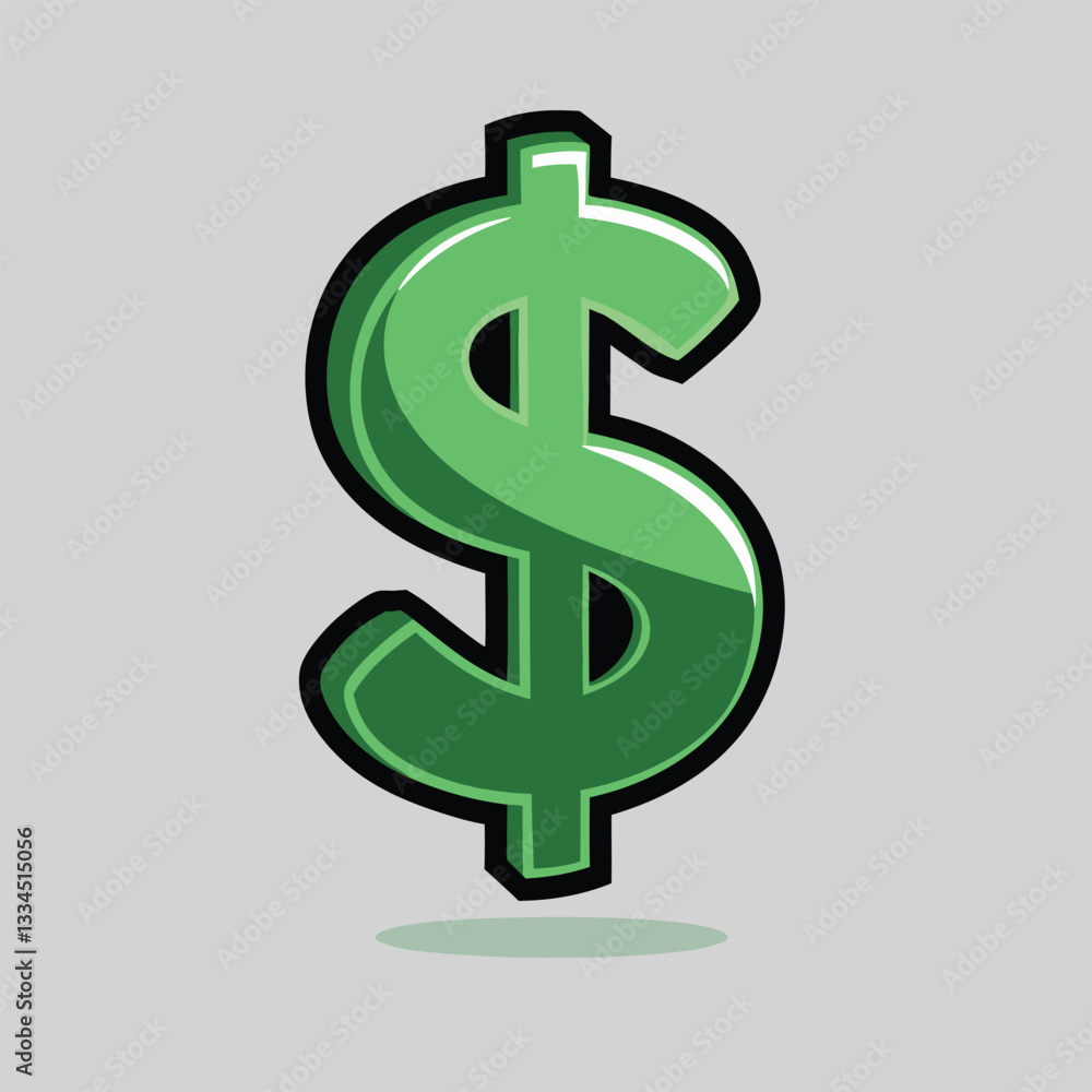 3D Dollar Sign Cartoon Vector Icon Illustration.
3D Dollar Sign Cartoon Vector Icon Illustration.