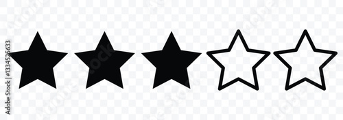 3 out of 5 stars rating. Three stars rating. Client positive feedback stars sign for web and app design. Customer feedback concept. 