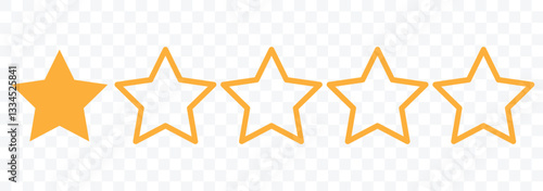 1 star rating icon. Rating stars vector icon. One stars customer product rating review flat icon. Yellow 1 star rating feedback for website, app, ui design. Vector illustration.