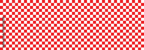Transparent grid seamless pattern background. Red and white checkboard background. Vintage checkered color geometric texture. Red and white chess pattern. Abstract checkered checkerboard for game. 