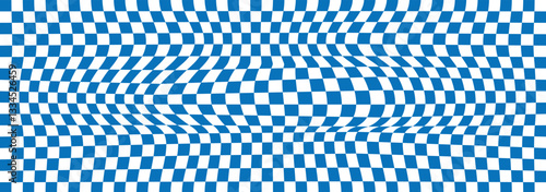 Abstract checkered checkerboard for game. Wavy groovy chessboard surface. Retro chessboard template, texture of pile