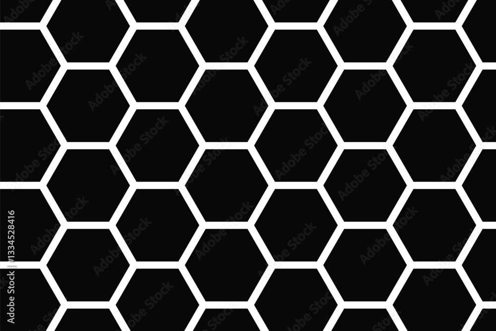 Abstract seamless black double outline hexagon pattern vector. Geometric digital technology polygon science vintage square mosaic and web cover business texture. Honeycomb pattern background texture. 