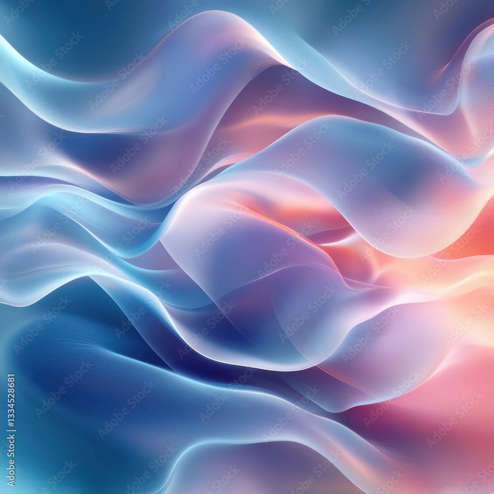 Fototapeta premium Pastel Waves Abstract Background Modern Digital Art Fluid Design