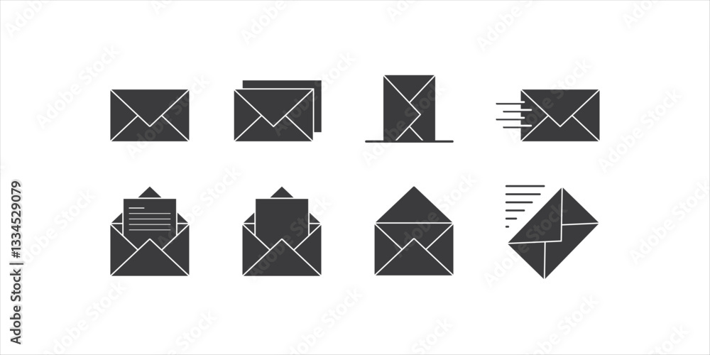 Mail icon set. Email and letters icons. Vector illustration. Mail icon set. Email and letters icons. Vector illustration.