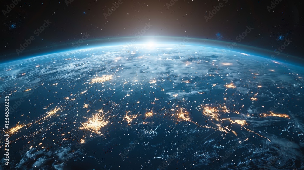 Obraz premium Lasers Shooting at Trash in Space