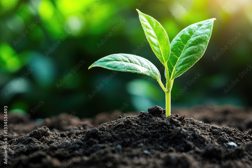 New sprout emerging from soil New sprout emerging from soil