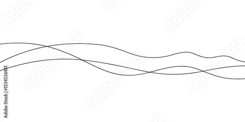 Abstract, wavy, flowing, technological lines of a sound wave on a white background, vector illustration. Modern minimalist background. Graphic element for a banner, poster, label with a place for text