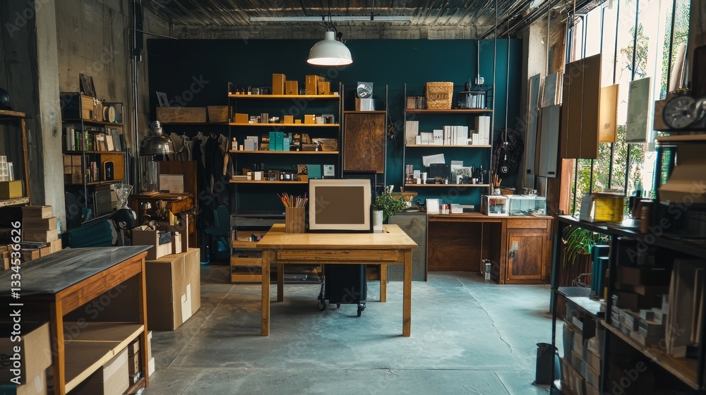 Cozy bookstore with wooden shelves and warm lighting Cozy bookstore with wooden shelves and warm lighting