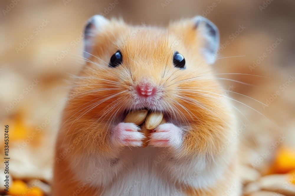 Adorable Hamster Eating Seeds Tiny Paws Cute Pet Adorable Hamster Eating Seeds Tiny Paws Cute Pet