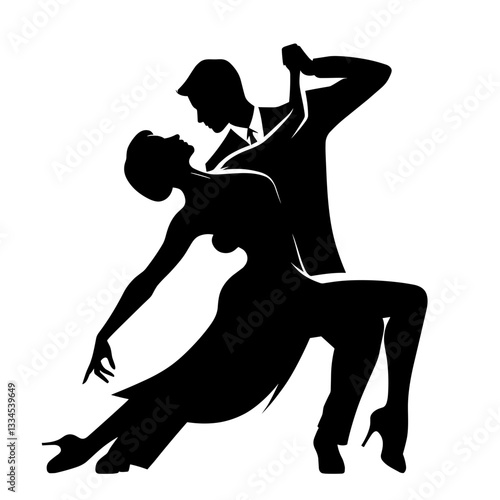 Elegant ballroom dancers in passionate pose