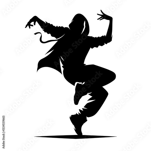 Dynamic hip-hop dancer in urban style pose