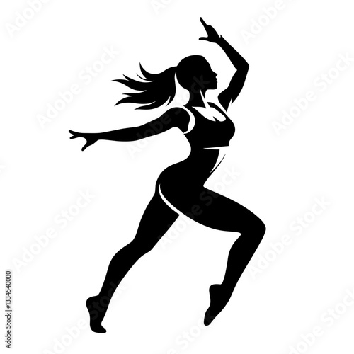 Strong and powerful female dancer in motion
