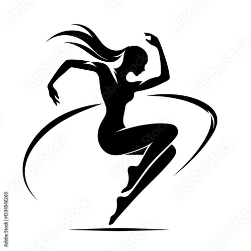 Energetic contemporary dancer in powerful leap