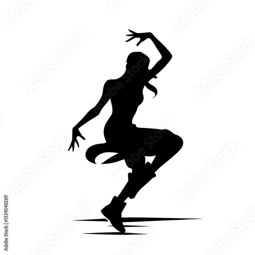 Hip-hop female dancer in street style pose