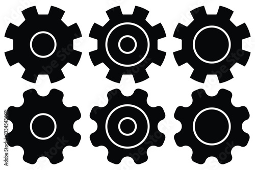 Gear set. Cog wheel icon. Black gear wheel icons on white background. Mechanics symbol. Setting gears icon. Vector illustrator