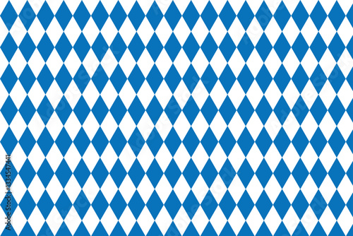 Diamond pattern background. Bavarian Oktoberfest seamless pattern with blue and white rhombus. Geometric squares pattern. Flag of Bavaria Oktoberfest blue checkered background. Harlequin pattern