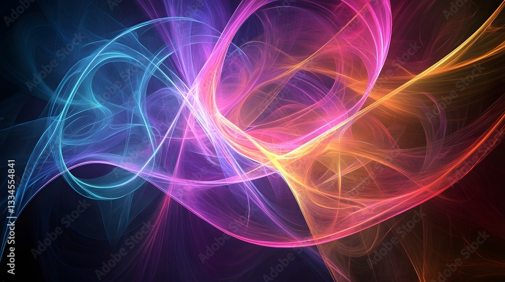 Fototapeta premium Colorful abstract flowing lines create a beautiful modern design composition