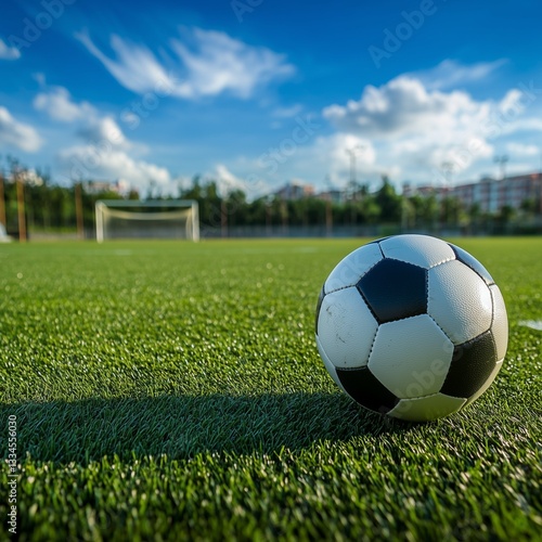 Soccer ball on grass.  football in the ground.