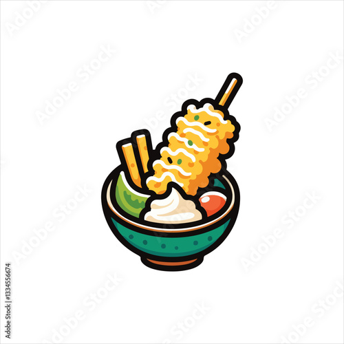Japanese traditional Tempura vector, Tempura food