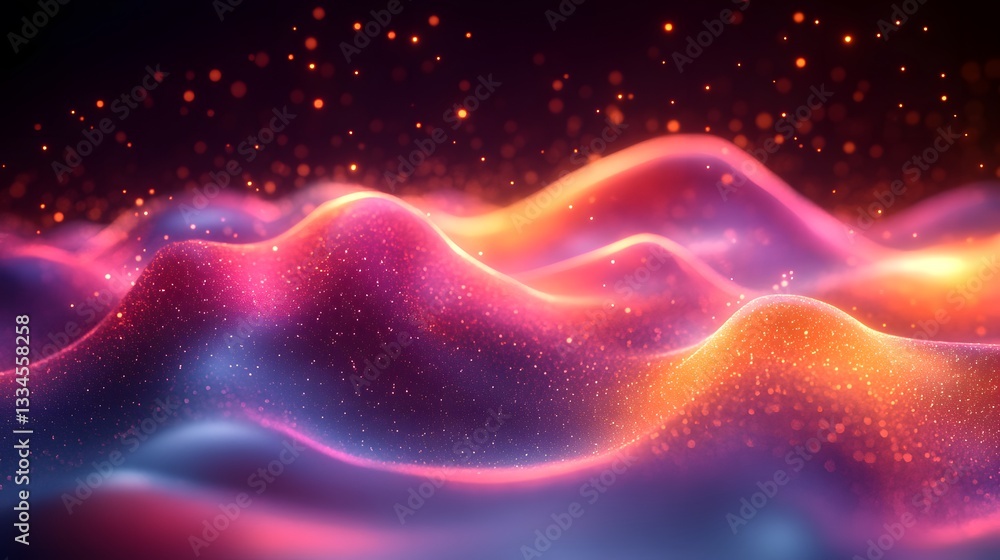 Abstract luminous waves with sparkling particles and vibrant color gradients Abstract luminous waves with sparkling particles and vibrant color gradients