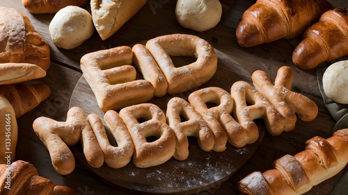 Freshly Baked Eid Mubarak Bread Art – Unique Bakery and Pastry Concept. photo