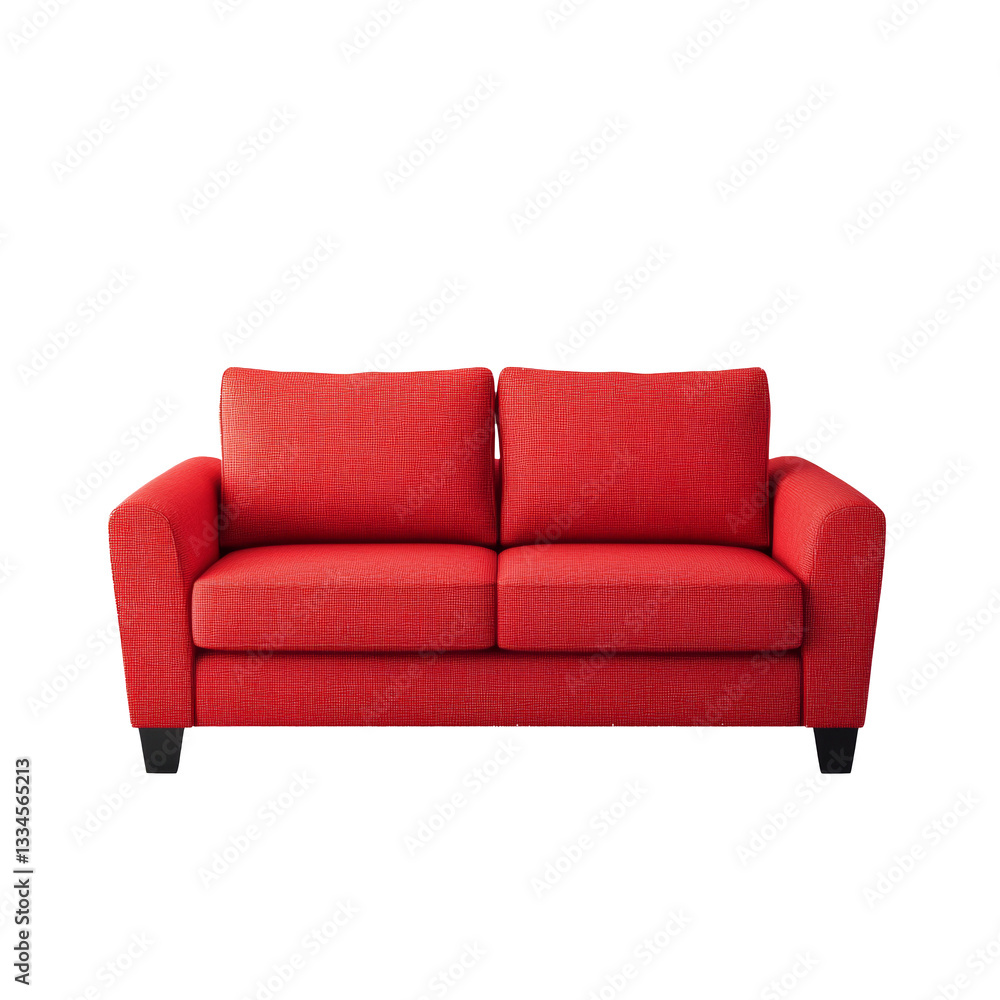 Stylish red textile couch sofa with plush cushions and modern design Stylish red textile couch sofa with plush cushions and modern design
