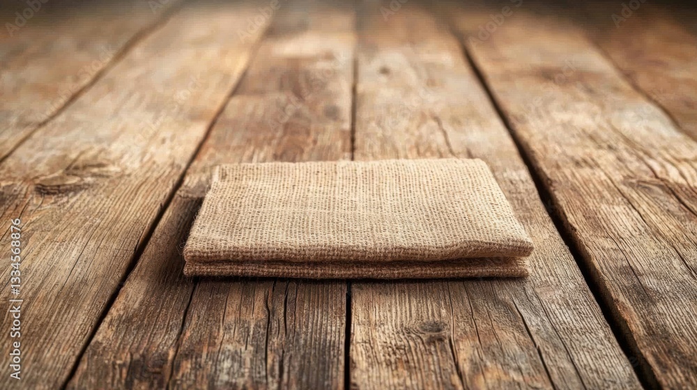 A burlap sack on a wooden table. A burlap sack on a wooden table.