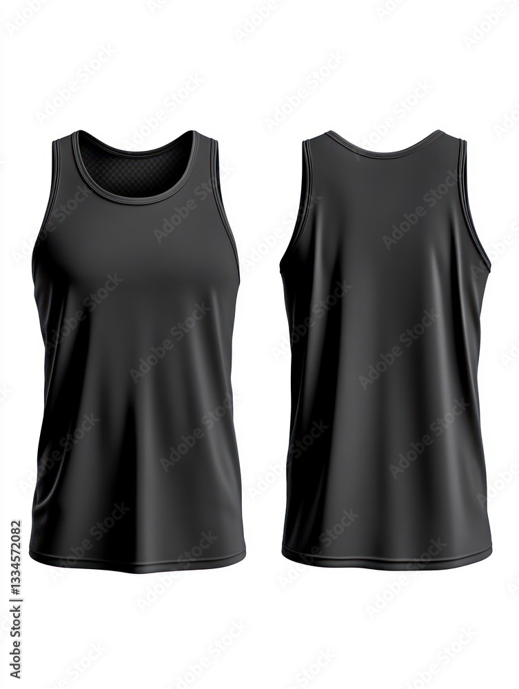 Black Tank Top Front and Back Mockup for Athletic Wear Design Black Tank Top Front and Back Mockup for Athletic Wear Design