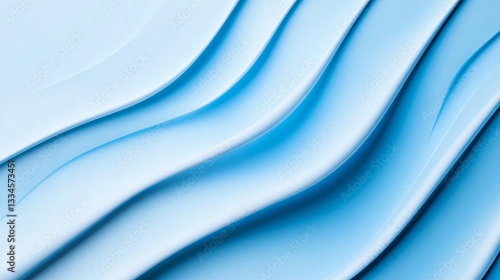 Fototapeta premium Flowing blue fabric texture, smooth and elegant waves, ideal for backgrounds or artistic designs, evokes calmness and serenity.