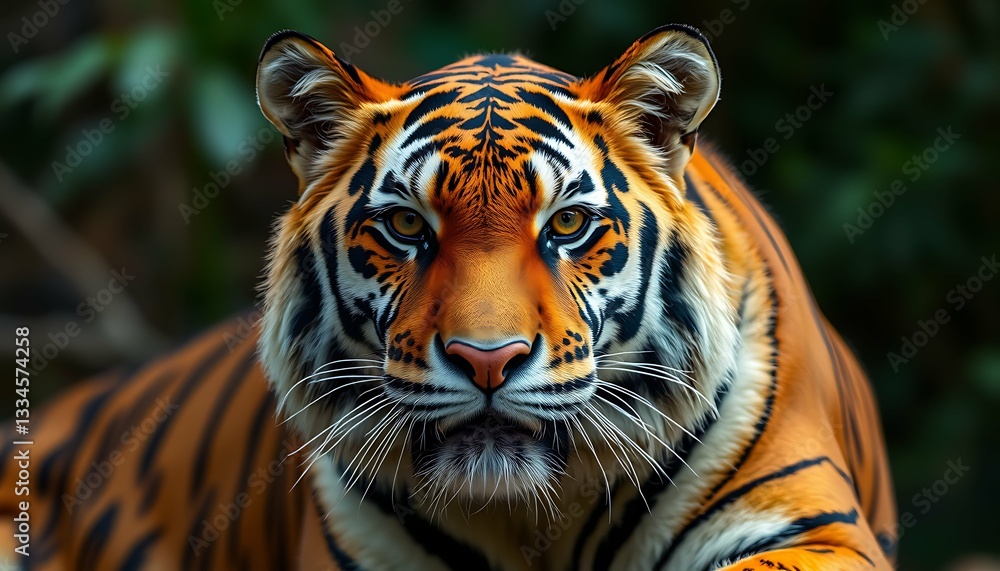 Obraz premium Close-Up of Fierce Tiger Face in Wild
