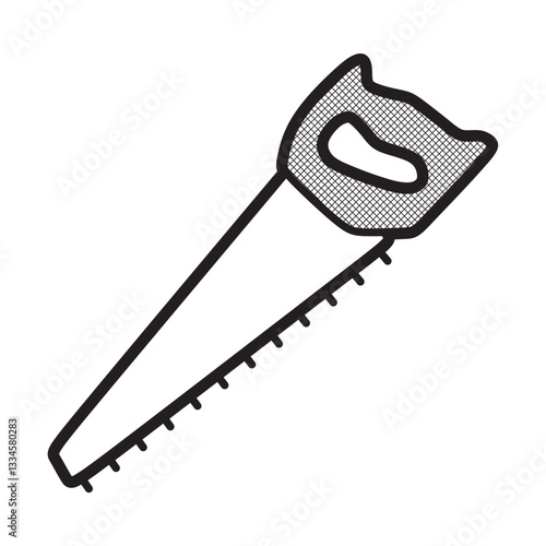 hand saw, black and white, simple line art