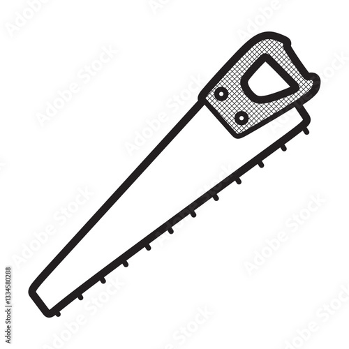 hand saw, black and white, line art
