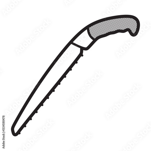 handheld hand saw, black and white, simple vector