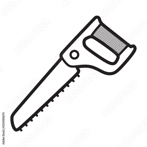 small blade hand saw, black and white, simple vector
