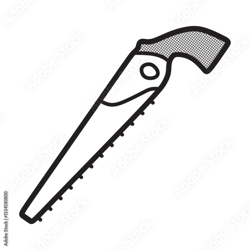 small handle hand saw, black and white, simple vector