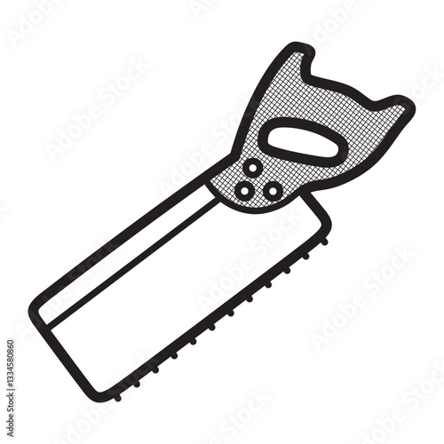 square hand saw, black and white, simple vector