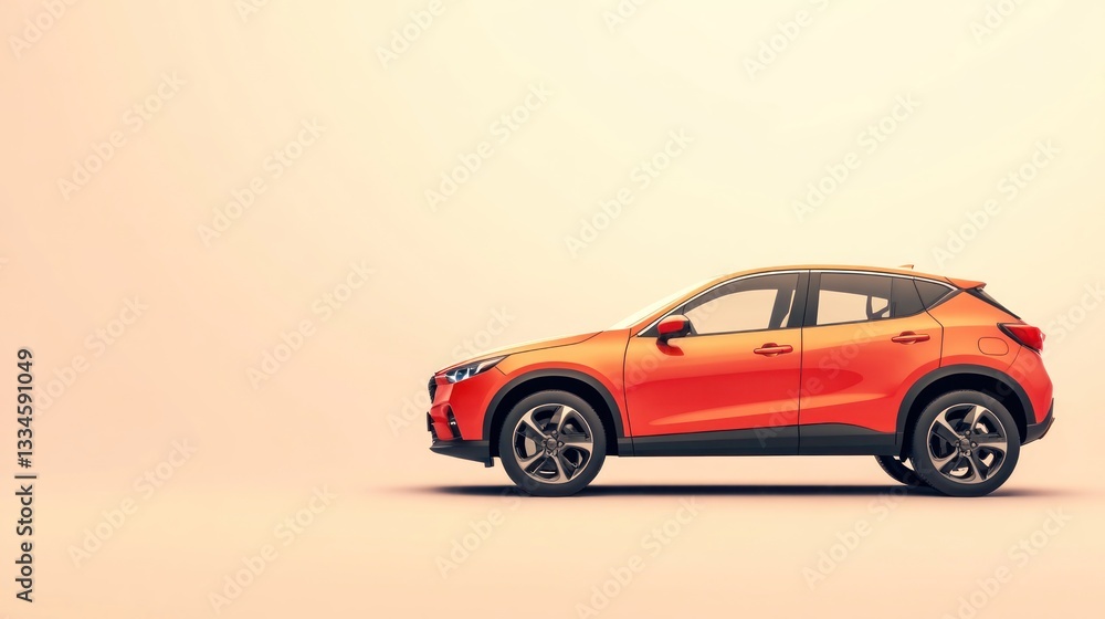 Obraz premium A stylish crossover EV on a smooth, light-toned background with ample empty space.