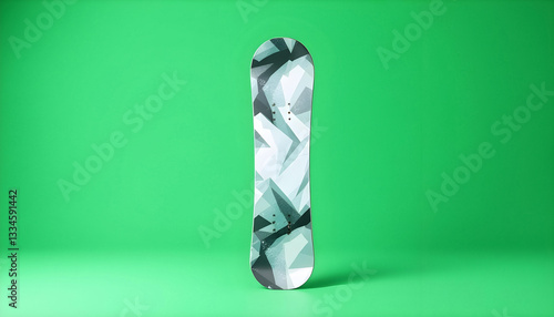 Stylish Snowboard Isolated on Green Background - Winter Sport Equipment