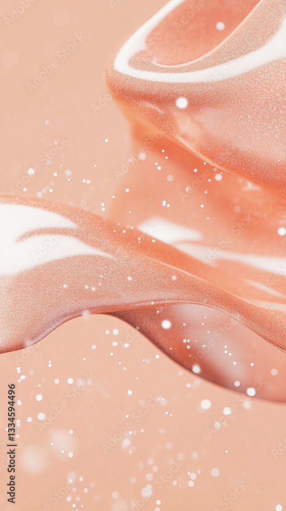 Fototapeta premium Fluid abstract design with pink and white swirls and bubbles for modern art decor