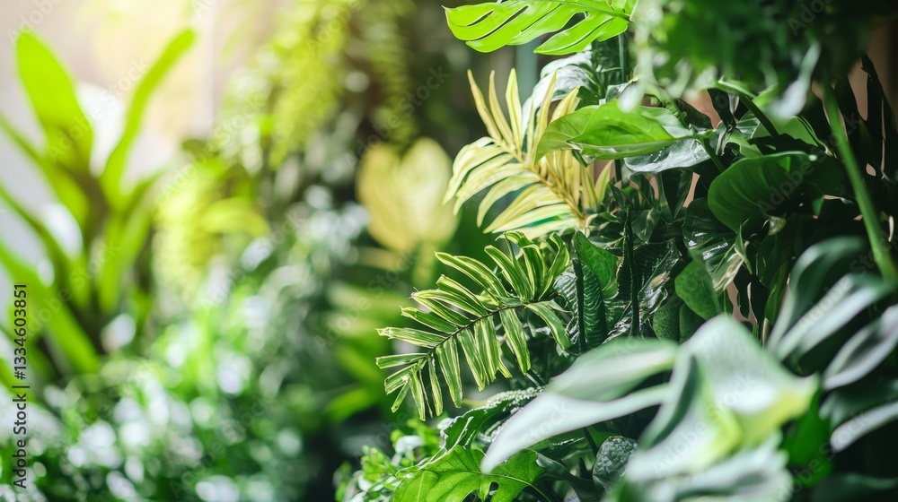 Lush green plants illuminated by sunlight Lush green plants illuminated by sunlight