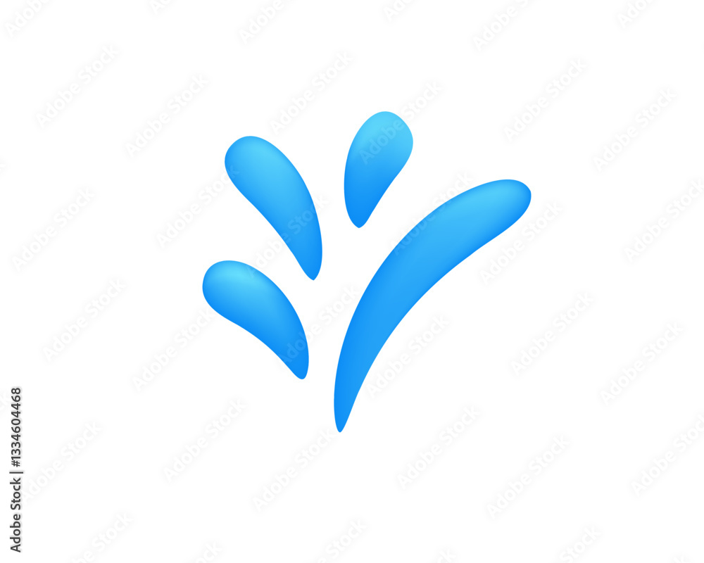 A blue abstract shape with curved lines on white, ideal for modern design themes and creativity.