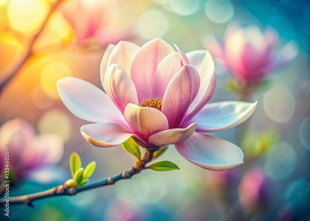 Fototapeta premium Pastel Magnolia Macro Tilt-Shift Photography: Delicate Spring Bloom