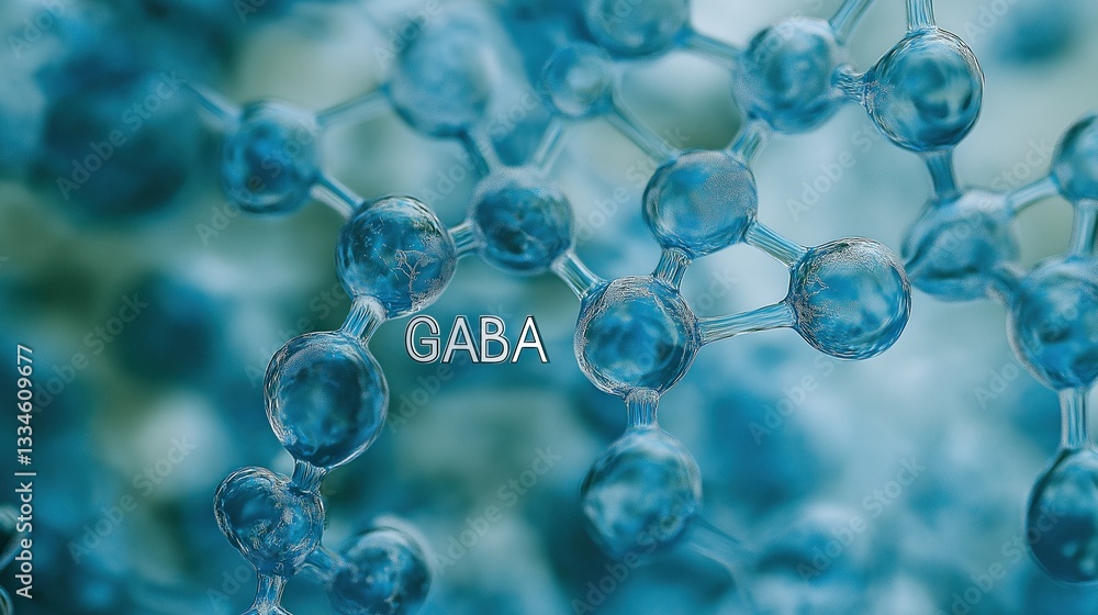 Molecular Structure of GABA in Blue Tones Molecular Structure of GABA in Blue Tones