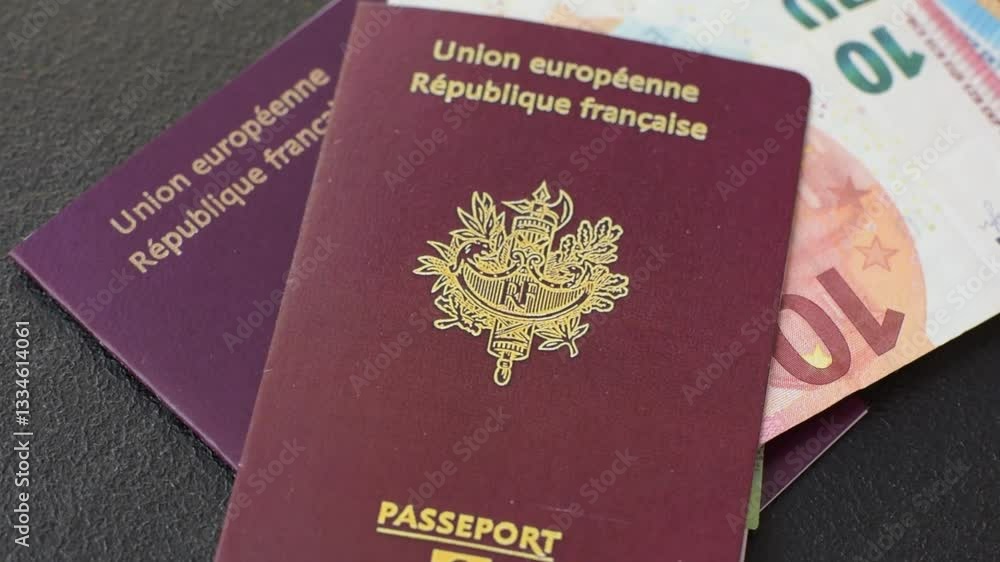 France citizen passport against the background of the France national flag as a background for your design France citizen passport against the background of the France national flag as a background for your design