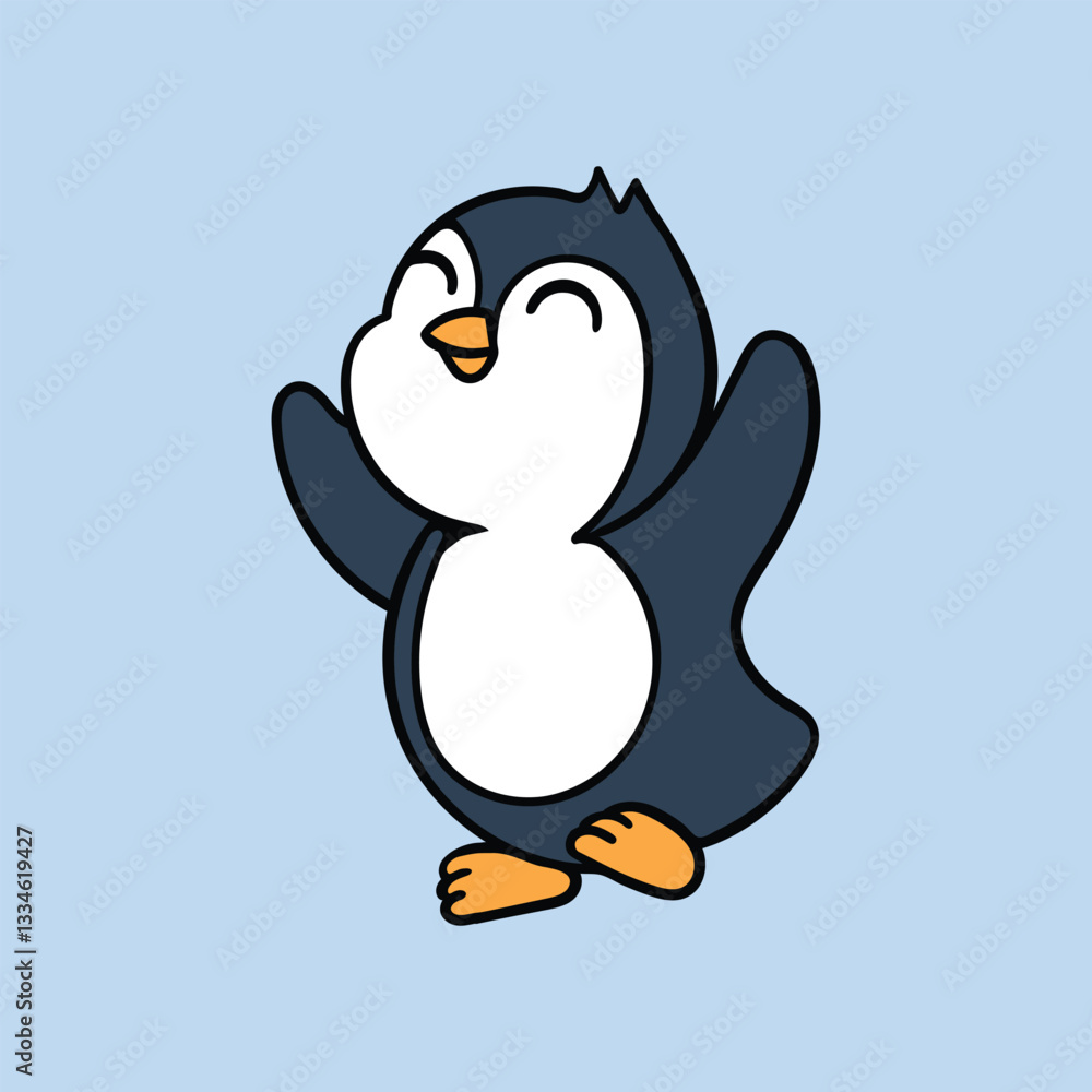 Obraz premium Happy motivated cartoon penguin